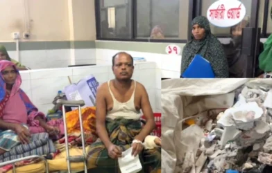 চাঁদপুর সরকারি জেনারেল হাসপাতালে ছাদের পলেস্তারা খসে মাথা ফাটল রোগীর