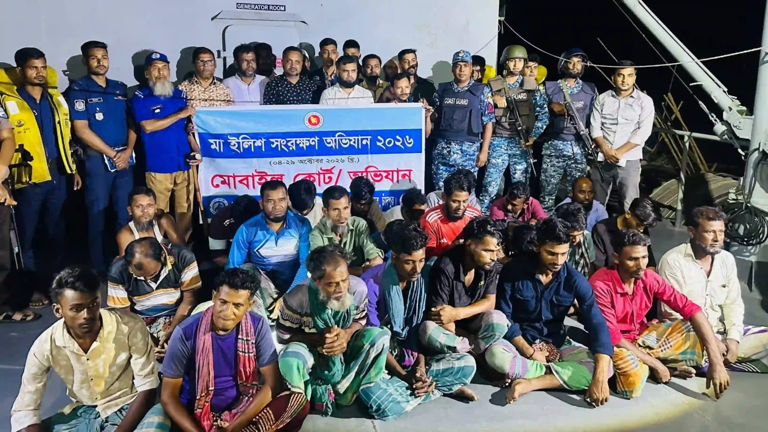 হাইমচরে মা ইলিশ রক্ষা অভিযানে ২৪ জেলের কারাদণ্ড